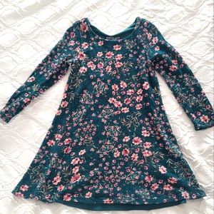 Girls long sleeve green floral dress